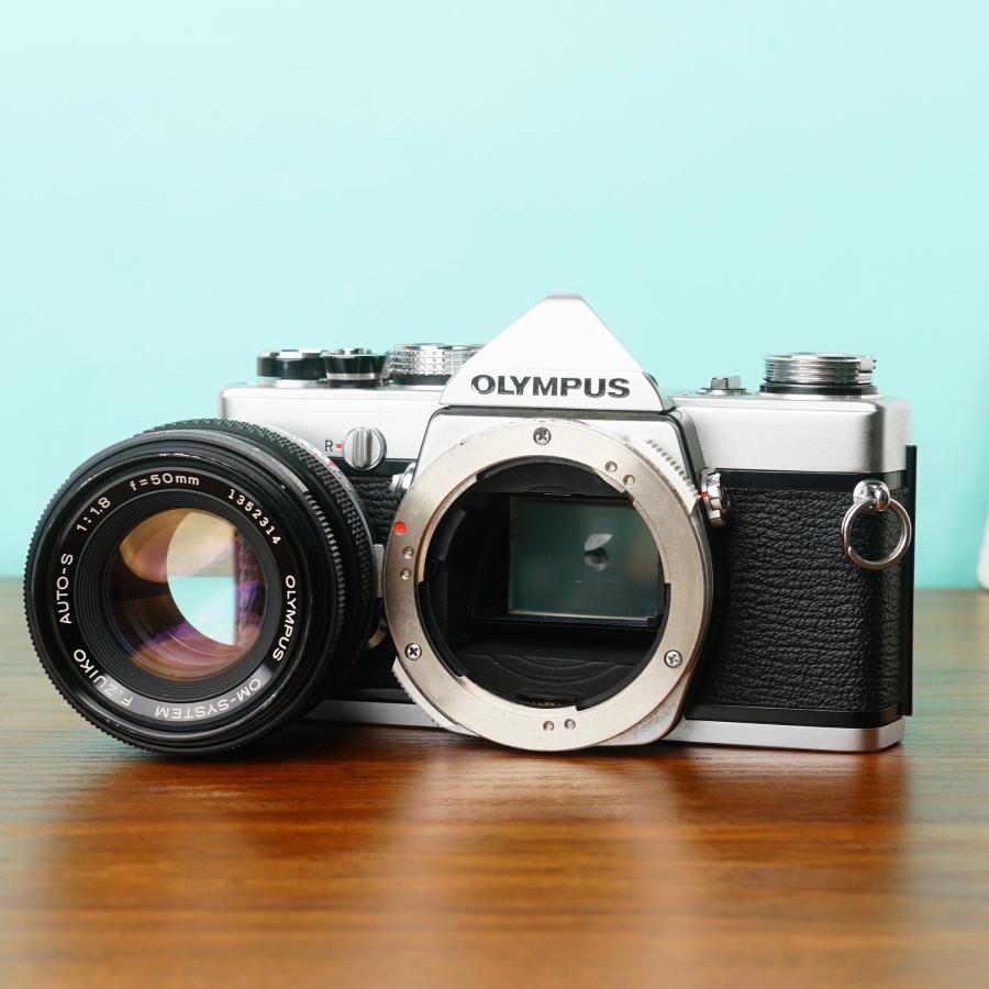 完動品◎オリンパス OM-1 F.ZUIKO AUTO-S 50mm F1.8 フィルムカメラ ケース付き 04/14の画像