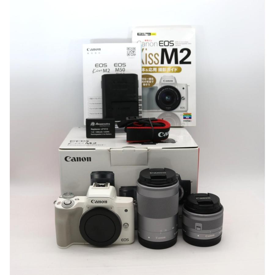 Canon ミラーレス一眼カメラ EOS Kiss M2 ダブルズームキット ホワイト
