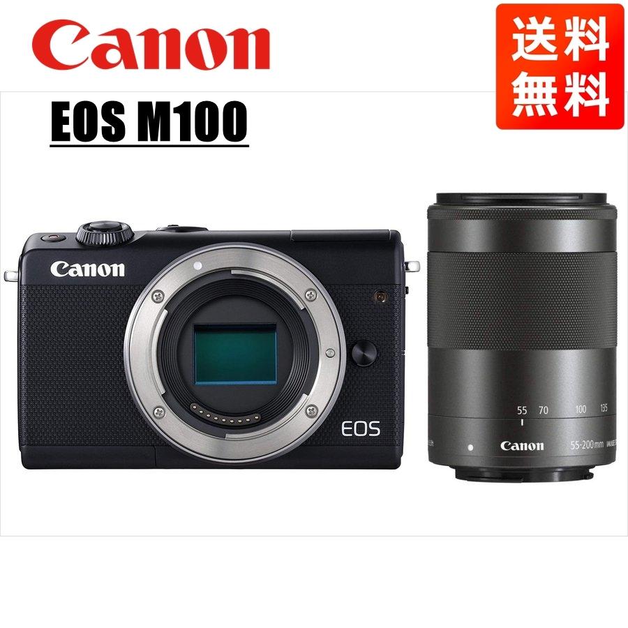 キヤノン Canon EOS M100 ブラックボディ EF-M 55-200mm ブラック 望遠 レンズセット ミラーレス一眼 カメラ 中古｜camerart-shop