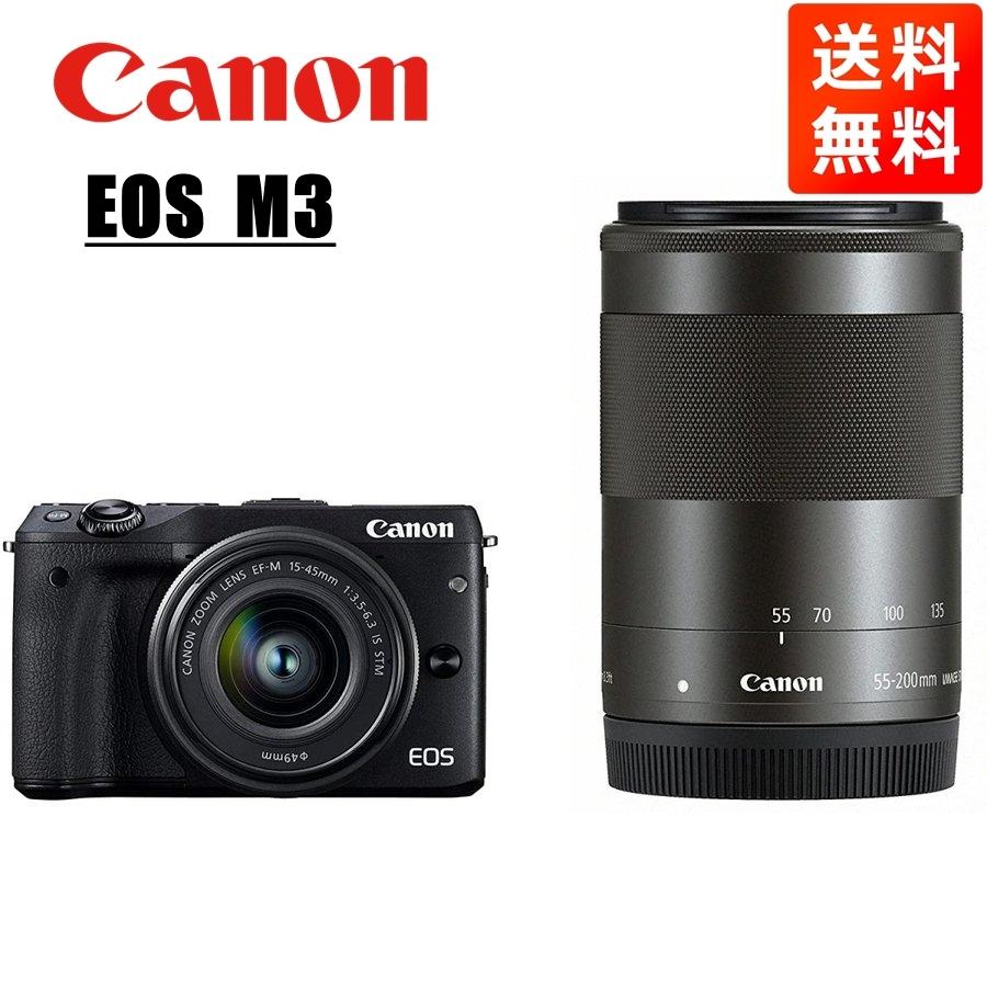 キヤノン Canon EOS M3 EF-M 15-45mm 55-200mm ダブルレンズキット ブラック ミラーレス一眼 カメラ 中古｜camerart-shop