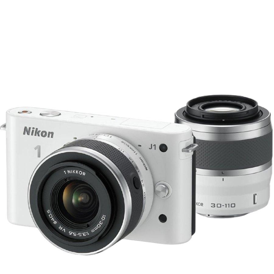 ■美品■ニコン　Nikon 1 J1 ホワイト ミラーレス ダブルレンズ Nikon 1 J ニコン J1 ダブルズームキット ホワイト ミラーレス