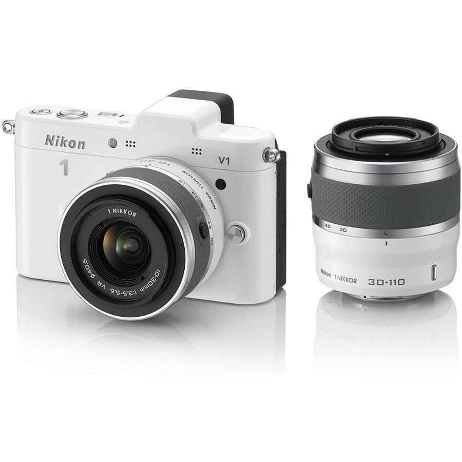 【動作・返品保証】ニコンNikon V1 10-30mm VR ミラーレスカメラ Nikon 1 V ニコン V1 10-30mm 30-110mm ダブルズームキット ホワイト