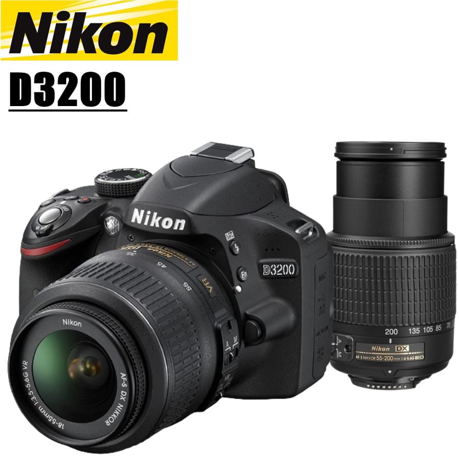 ニコン Nikon D3200 ダブルレンズセット デジタル一眼レフ 新品Dカード
