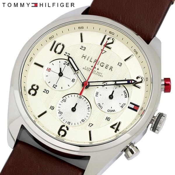 TOMMYHILFIGER トミーヒルフィガー クオーツ メンズ 腕時計 5気圧防水 24時間表示 日付曜日表示 ステンレス レザーベルト