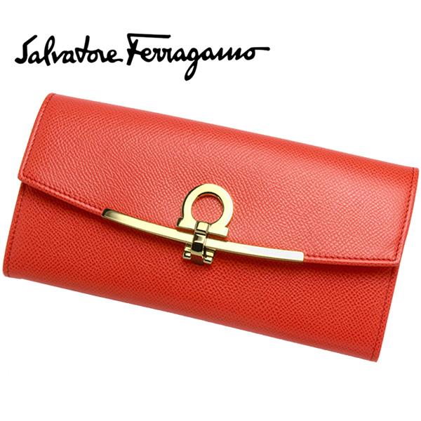 お歳暮 Salvatore Ferragamo サルヴァトーレフェラガモ フェラガモ 長財布 レディース レッド 赤 財布 レザー カードケース ブランド おしゃれ 22d150 流行に Skylanceronline Com
