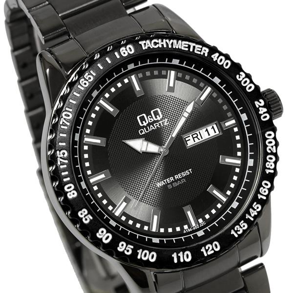 Q&Q シチズン 腕時計 メンズ ウォッチ 男性用 日本製ムーヴメント ステンレスベルト 人気 ブランド ウォッチ 父の日 ギフト プレゼント ブラック A194-402｜cameron｜02