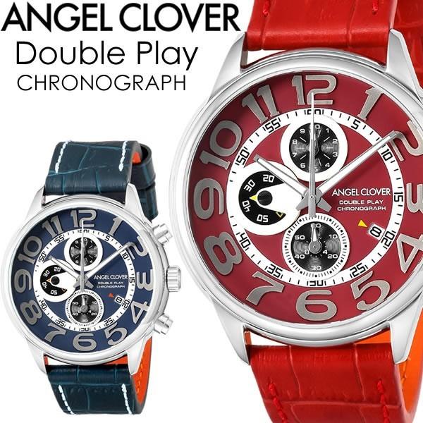 人気激安 クオーツ メンズ 腕時計 ダブルプレイ Play Double エンジェルクローバー Clover Angel 10気圧防水 Snv Nvn Sre Ren クロノグラフ 腕時計 カラー Red