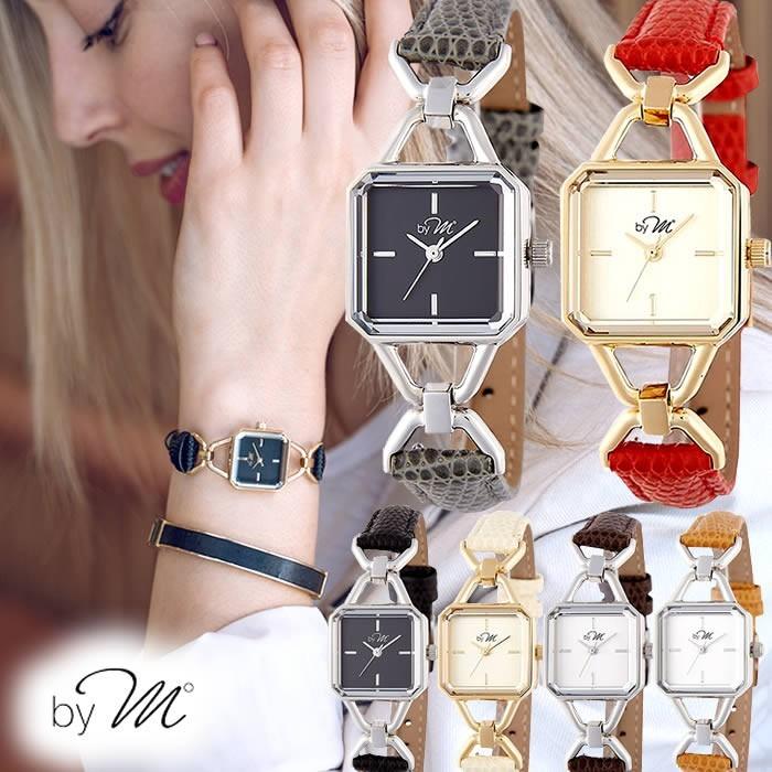 By M Degrees バイエムディグリース 腕時計 ウォッチ レディース レザー シンプル スクエア シルバー ゴールド 型押し 細見 華奢 Bym01 腕時計 財布 バッグのcameron 通販 Yahoo ショッピング
