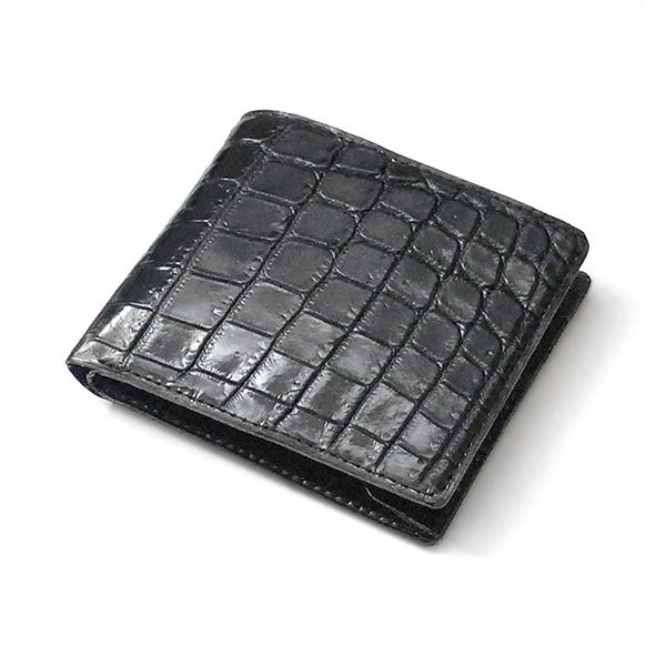 ★JRA 【SANPO】リアルクロコダイル/ワニ革 二つ折り財布 ブラック 新同 ☆JRA 【SANPO】リアルクロコダイル/ワニ革 二つ折り財布