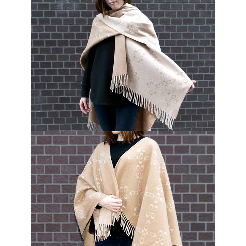 COACH コーチ ポンチョ ストール 大判 厚手 ウール リバーシブル