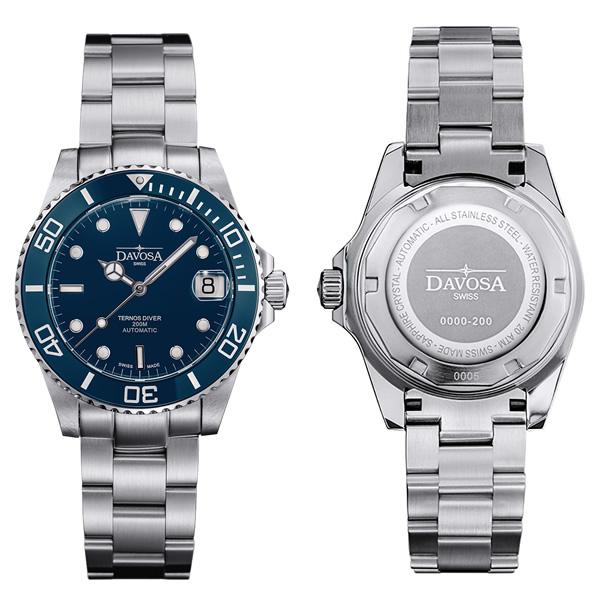 DAVOSA ダボサ 腕時計 36.5mm メンズ レディース 自動巻き ダイバーズウォッチ テルノス 20気圧防水 セラミックベゼル スイス製  ブルー 9827048