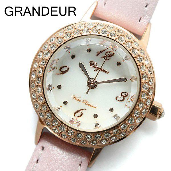 グランドール GRANDEUR 腕時計 レディース シェル文字盤 ESL051P2 ピンクゴールド×ピンク