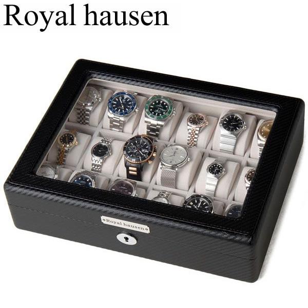 Royal hausen ロイヤルハウゼン 時計収納ケース　ウォッチケース 腕時計 コレクション 18本収納 PU フェイクレザー 鍵付き GC02-TP-18