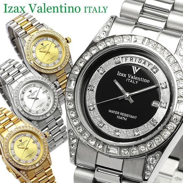 Izac Valentino アイザックバレンチノ 腕時計 メンズ ラインストーン 10気圧防水 カレンダー IVG-1000｜cameron