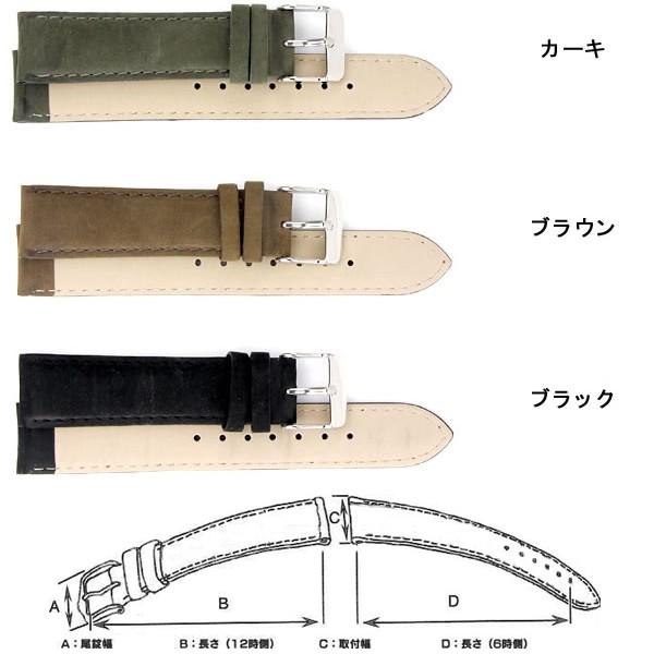 本革腕時計バンド カーフヌバックＣ 腕時計ベルト 腕時計用 替えベルト 牛革バンド 20mm,22mm |  | 01