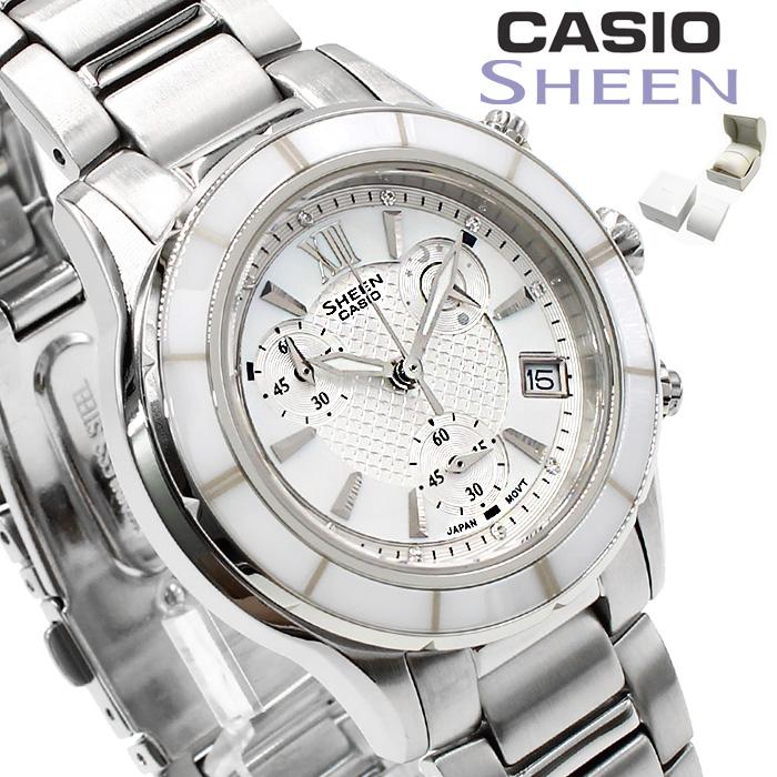 ガラス新品　カシオ　CASIO　Sheen　電波時計　シェル文字盤　レディース SHEEN（CASIO） カシオ シーン 電波 ソーラー 腕時計 レディース SHW