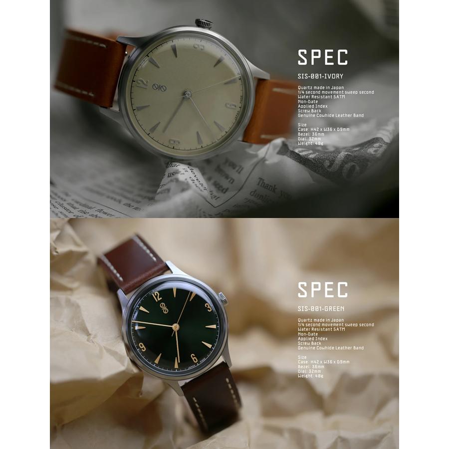 SIS シス 日本製 腕時計 ウォッチ 革ベルト レザー 36mm クラシック