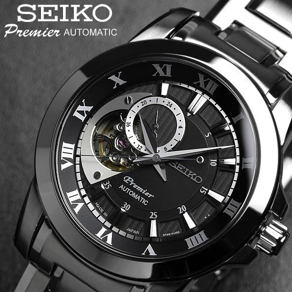 SEIKO Premier セイコー プルミエ 腕時計 メンズ 自動巻き スケルトン オートマティック ブラック SSA215J1