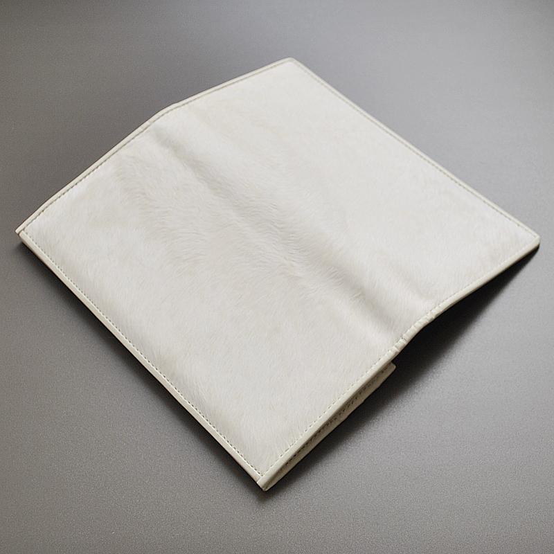 ■新品　送料込み■イタリア産　本馬毛革　牛革　日本製造　ロングウォレット　WH 長財布 メンズ 二つ折り ホワイト 白色 レザー 馬毛革 白馬毛 牛革 本