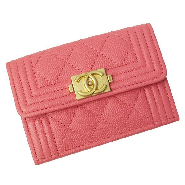 最新のデザイン 三つ折り レディース 折財布 Chanel シャネル キャビアスキン レザー 三つ折り財布 シャネル 小銭入れ付 0b735 Y A ピンク ゴールド金具 キャビアスキン Chanel Boy コンパクト財布 ミニ財布 財布 Www Tsuyamaya Co Jp