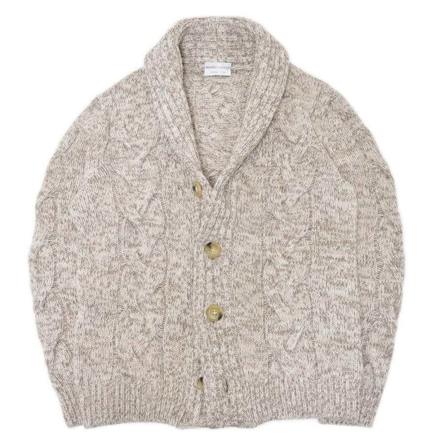 Settefili Cashmere / セッテフィーリ カシミア ミドルゲージウールカシミアショールカラーケーブルニットカーディガン ...
