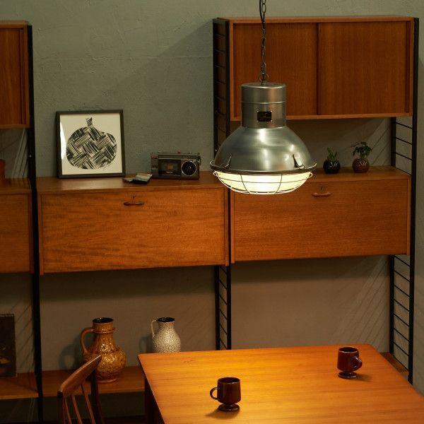 雑貨 スチール HERMOSA ハモサ PASADENA LAMP Silver ペンダントライト ペンダントランプ 天井照明 インダストリアル ヴィンテージ レトロ メンズライク #79949の画像