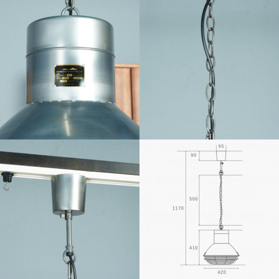 雑貨 スチール HERMOSA ハモサ PASADENA LAMP Silver ペンダントライト ペンダントランプ 天井照明 インダストリアル ヴィンテージ レトロ メンズライク #79949の画像