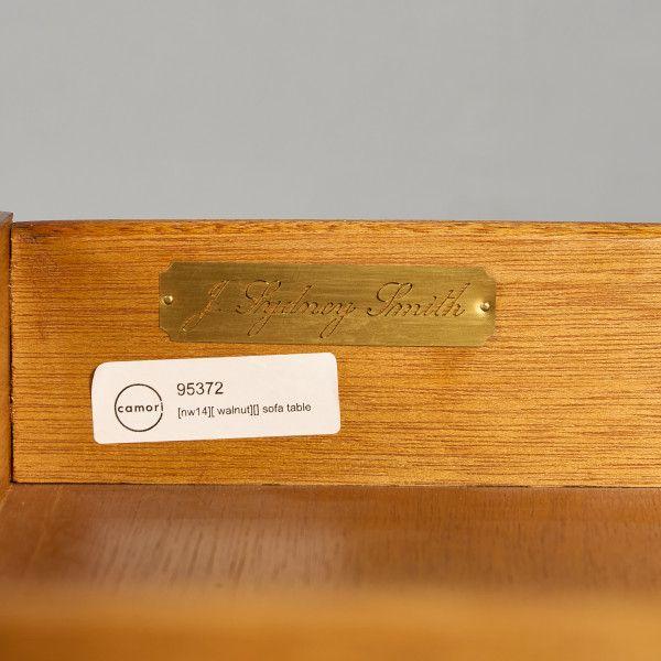 J. SYDNEY SMITH ハープモチーフ バタフライ サイドテーブル IZ95372E★ テーブル イチイ キャスター 引き出し 拡張天板 収納 ハープ アンティーク #95372