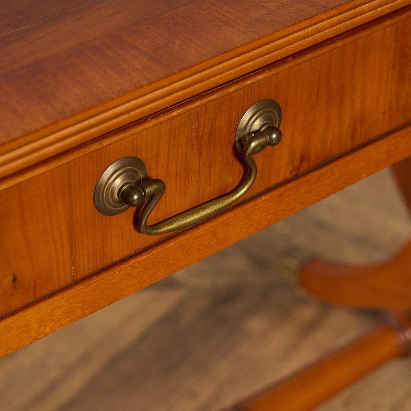 J. SYDNEY SMITH ハープモチーフ バタフライ サイドテーブル IZ95372E★ テーブル イチイ キャスター 引き出し 拡張天板 収納 ハープ アンティーク #95372