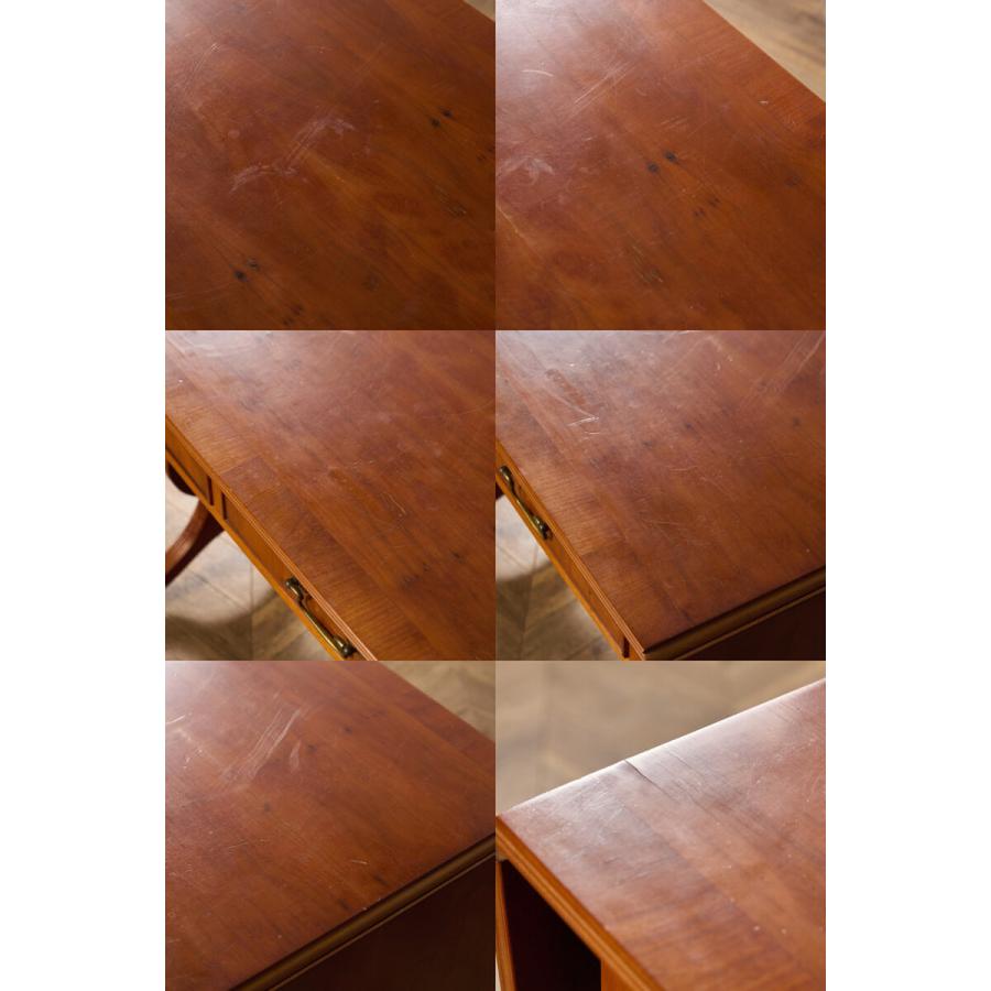 J. SYDNEY SMITH ハープモチーフ バタフライ サイドテーブル IZ95372E★ テーブル イチイ キャスター 引き出し 拡張天板 収納 ハープ アンティーク #95372