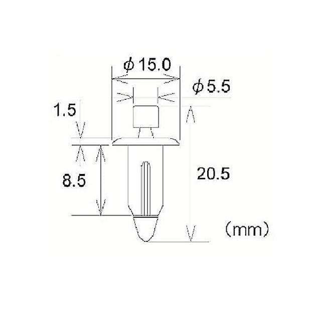 フジックス プッシュリベット 5個 6.5-7.0Φ 2.5mm-3.5mm【PR7】 FUJIX