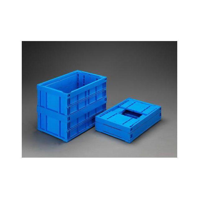 正規品／エスコ 650x440x488mm/116L 折畳コンテナ（青/2個） ESCO バイク 車 自動車 自転車