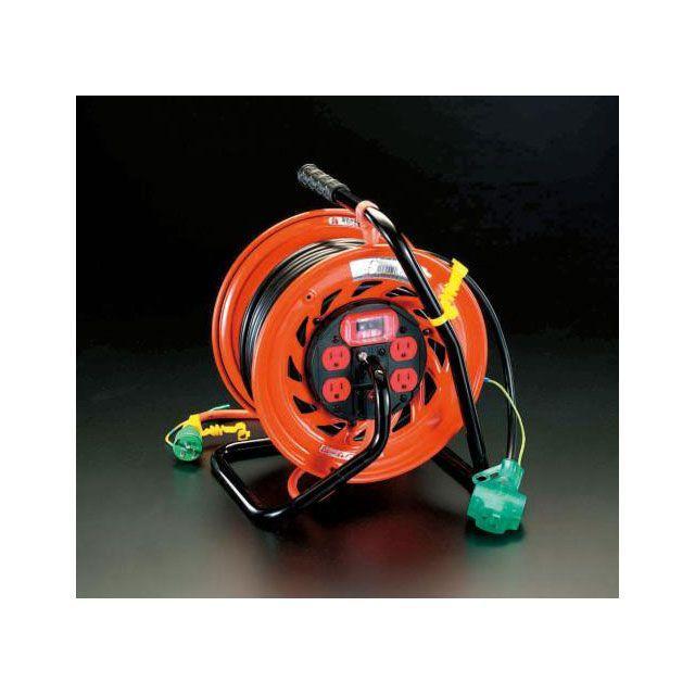 エスコ（ESCO） AC125V/30m コンセント固定リール（元置・過負荷遮断