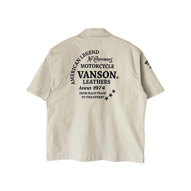正規品／バンソン 2023春夏モデル TVS2307S ワークシャツ（アイボリー/ブラック） サイズ：2XL VANSON バイク｜camp｜02