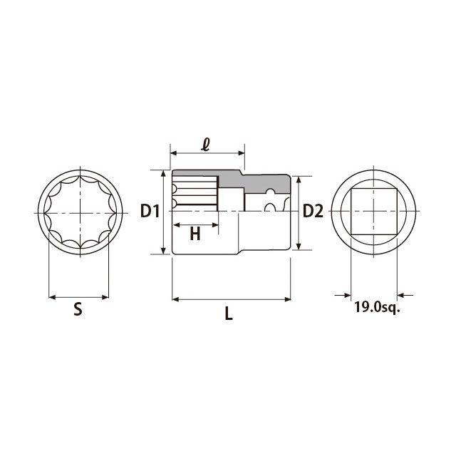 ご注文の商品ページです KTC ケイティーシー 19.0SQ ソケット 12角 75mm B6-75W KTC