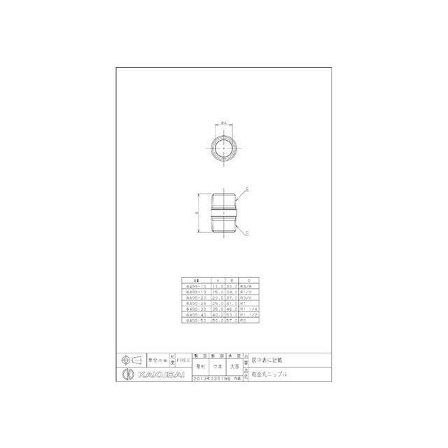 カクダイ（KAKUDAI） 6499-10 砲金丸ニップル : モトメガネYahoo!店
