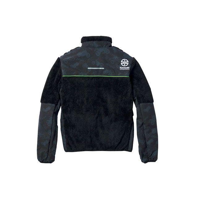 ナイロン製フード付きジャケット ネイビー ブラック カワサキ（Kawasaki） 2023-2024秋冬モデル フリースライディング