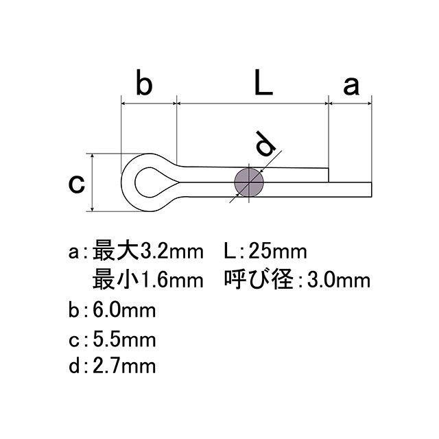 NTB エヌティービー SCP-3025 割リピン 3×25mm スチール 20本入