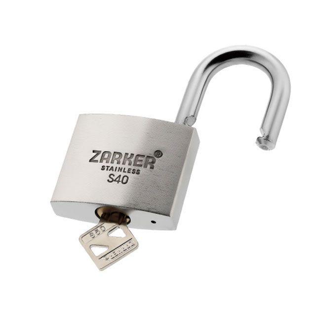 ZARKER S40 キー式 防錆セキュリティ南京錠 ツル径6mm（シルバー