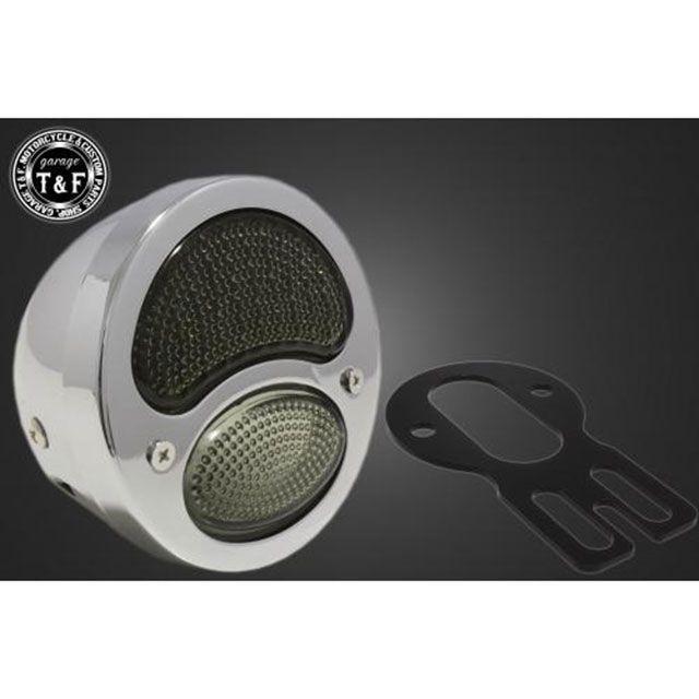 ガレージT&F 汎用 シーシーバー用ナンバーブラケットKIT＆DUOテールランプ デュアル/スモークレンズ（メッキ） サイズ &phi;15（15mm）専用&hellip;