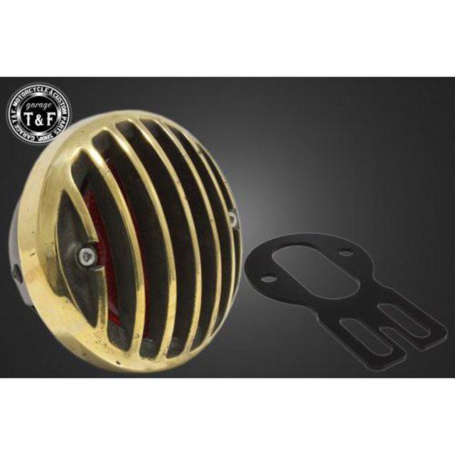 ガレージT&F 汎用 シーシーバー用ナンバーブラケットKIT＆バードゲージテールランプ ラージタイプ（真鍮） サイズ φ38（38mm）専用 T&F