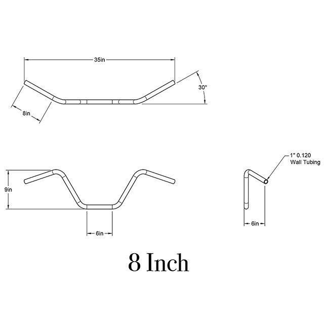 Prism Supply ハーレー用 8in ハリケーンハンドルバー スチール 