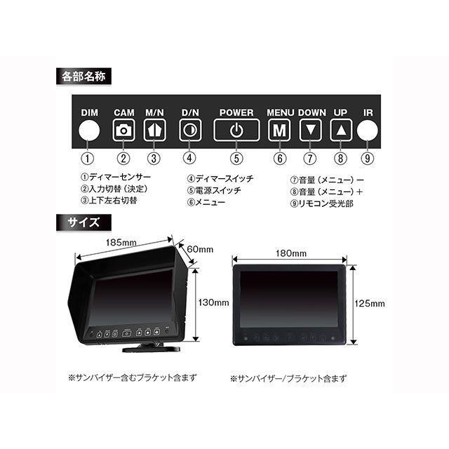 MAXWIN IP69K相当カメラ2系統入力対応7インチ防水モニター 車 自動車