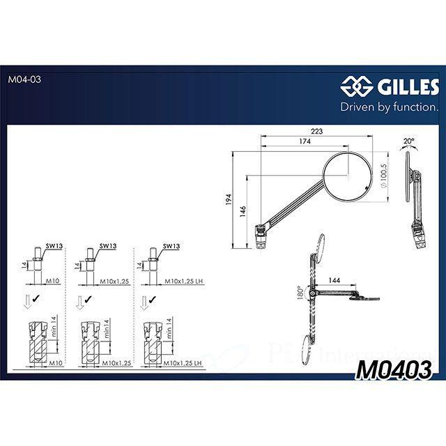 ギルズツーリング M8のボルト受けのある車両に適合 ミラー「MOON GT