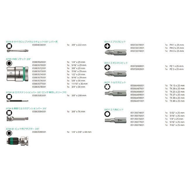 Wera（ヴェラ） 004051 差込角3/8DR 29点組 サイクロップラチェット
