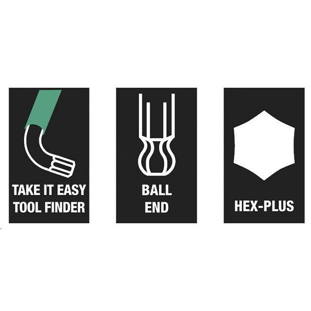 確認用 Wera（ヴェラ） 133165 10本組 HEX-Plus レインボー ボールポイント付