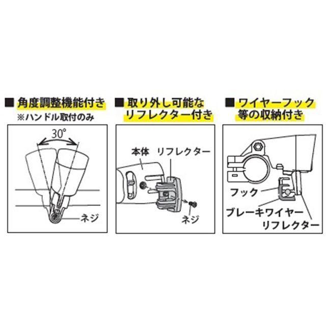 Hapyson YB-300 ハブダイナモランプ 省電力ハンドル・カゴ下用