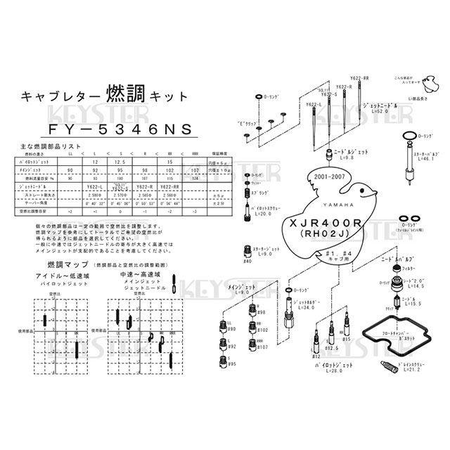 正規品／キースター XJR400R YAMAHA XJR400R（RH02J）アウトサイドキャブ用燃調キット KEYSTER バイク｜camp｜02