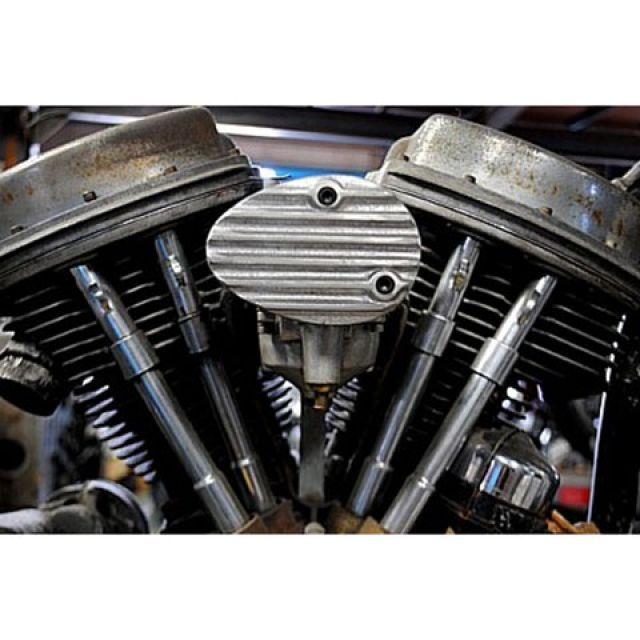 部品屋K&W ハーレー用 リブ付きカスタムエアークリーナー S＆S Bキャブ