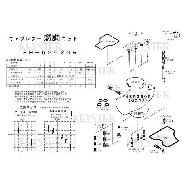 正規品／キースター NSR250R HONDA NSR250R（MC28）右側キャブ用燃調キット＆スロットルバルブガイドガスケット KEYSTER …｜camp｜03